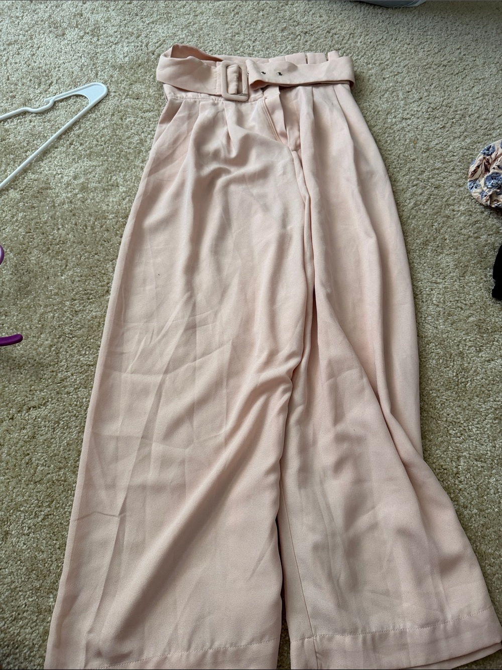 Forever 21 Blush Pink Paperbag Waist Maxi Skirt with Belt